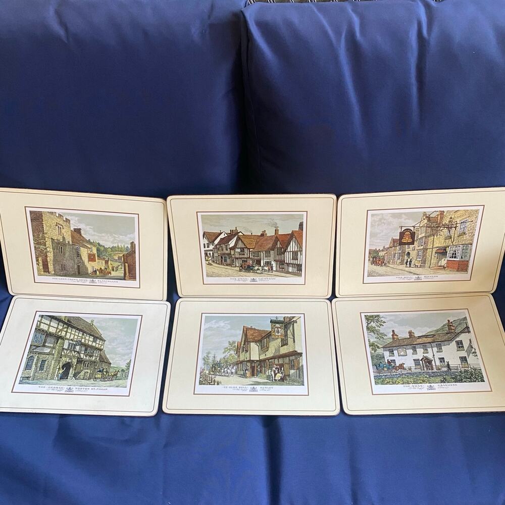 Vintage Old English inns placemats Set of 6 Collectible Art Cottage
